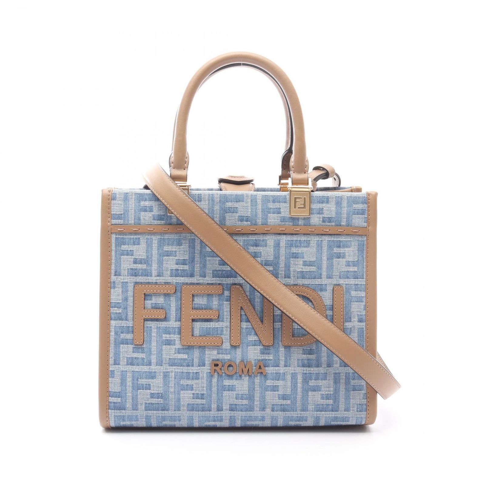 フェンディ FENDI トートバッグ サンシャイン スモール デニムブルー 
