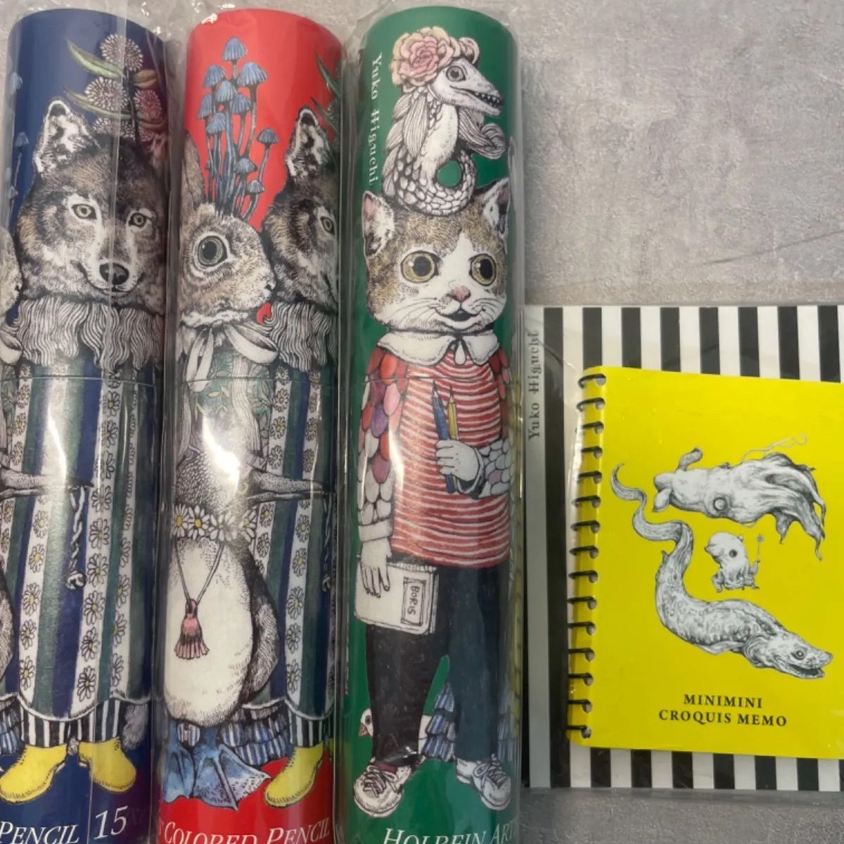 ヒグチユウコ２０１８ アーチスト色鉛筆 赤 青 緑 ミニミニクロッキー１冊セット