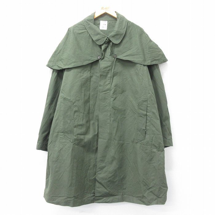 XL/古着 長袖 ビンテージ ミリタリー フロック コート メンズ 60s フランス軍 大きいサイズ ロング丈 濃緑 グリーン spe 25jan28 中古 アウ