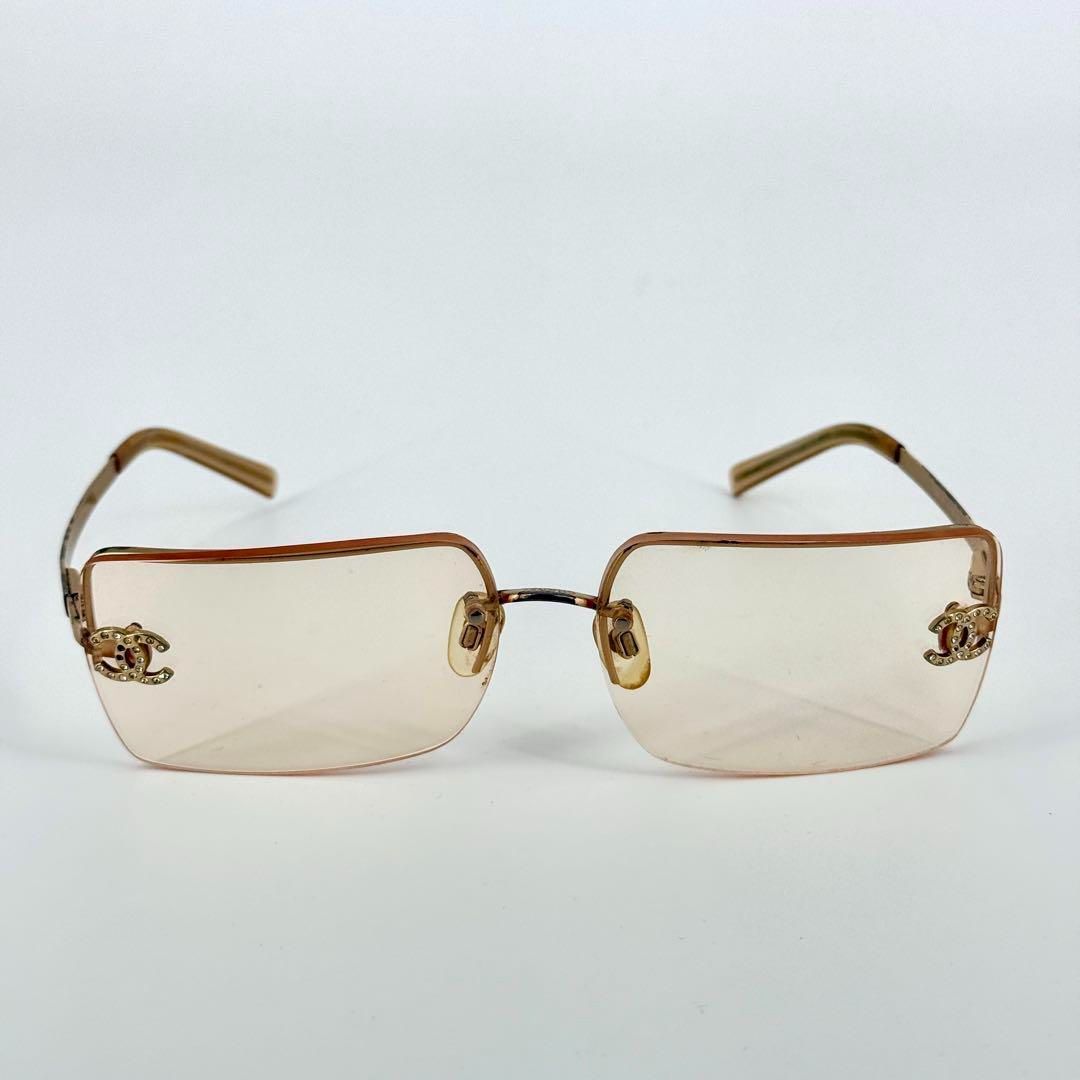 CHANEL サングラス 4092-B リムレス ココマーク ラインストーン