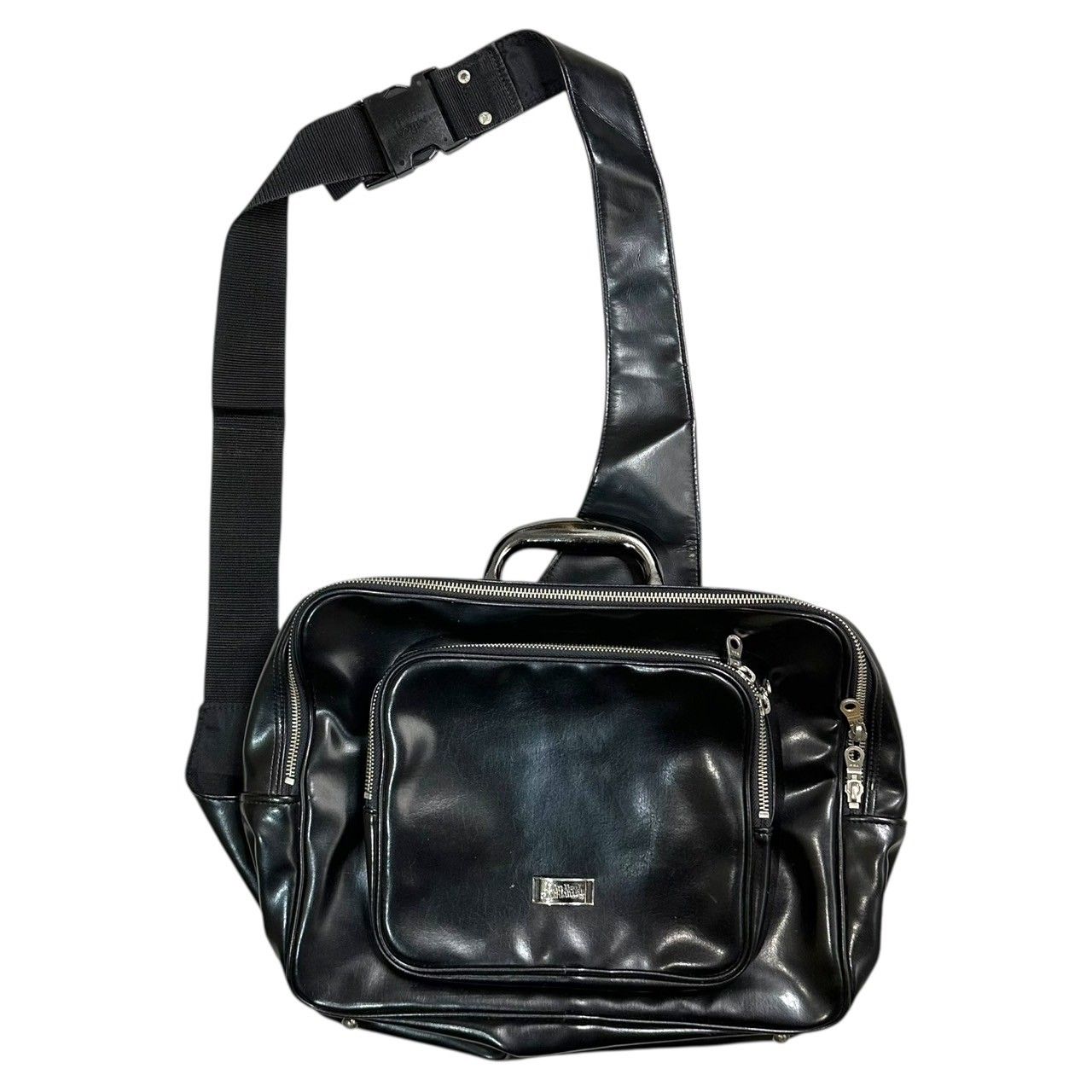 Jean Paul GAULTIER HOMME ジャンポールゴルチエオム 90 s ~ 00 s Archive Enamel Shoulder Bag アーカイブ エナメル ワン ショルダー バッグ ブラック ボディ 斜め掛け ハンド