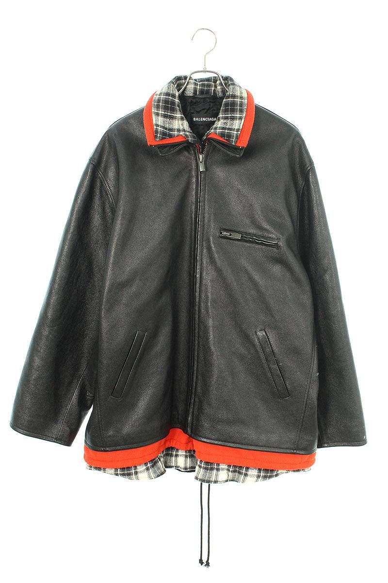 バレンシアガ 18AW Black Leather Layered Jacket 543481 TCS08 レザー