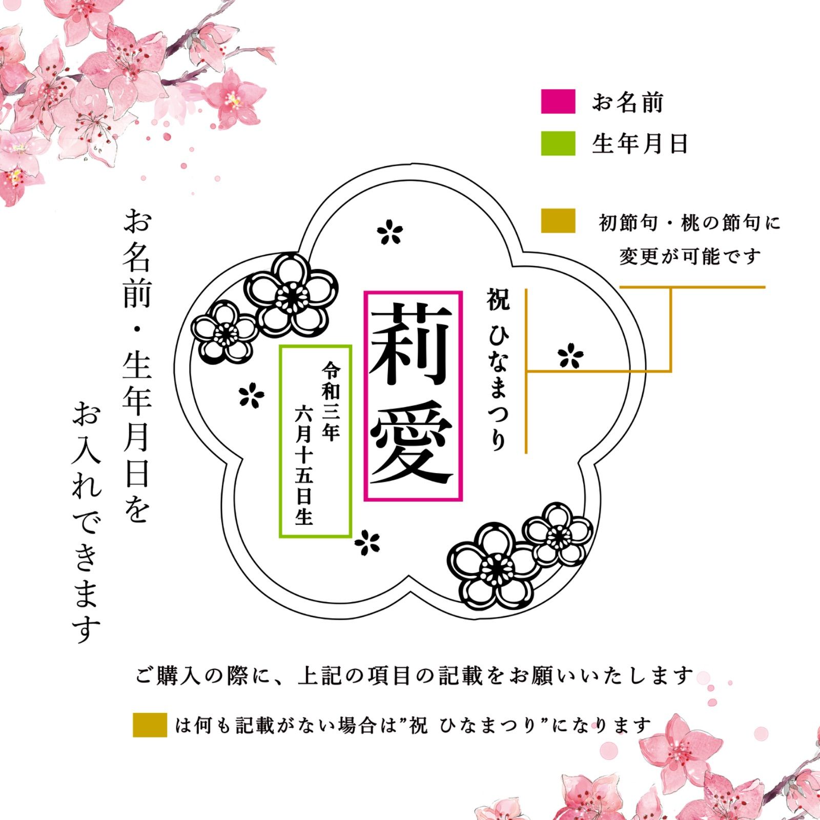 予約販売 〗木製 ひな人形＋名前入り 花木札セット 直径18cm
