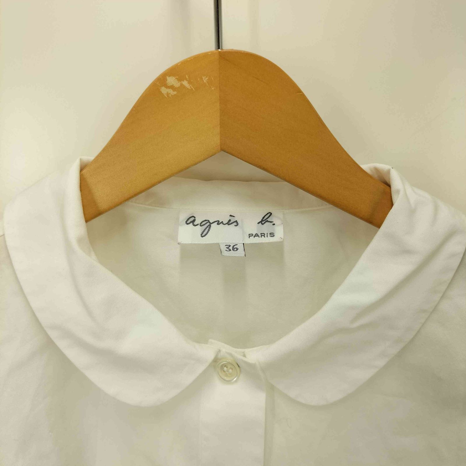 アニエスベー　丸襟シャツ　36 アニエスベー agnes b. ノースリーブ 丸襟 シャツ ブラウス