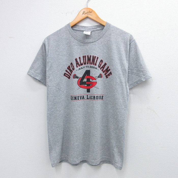  M/古着 フルーツオブザルーム 半袖 ビンテージ Tシャツ メンズ 00s ジュネーブ ラクロス クルーネック グレー 霜降り 25aug23 中古 Tシャツ