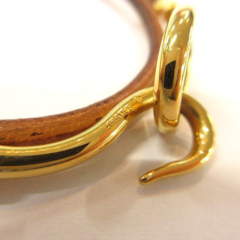 エルメス HERMES ジャンボ ブレスレット 2連 ブラウン ゴールド