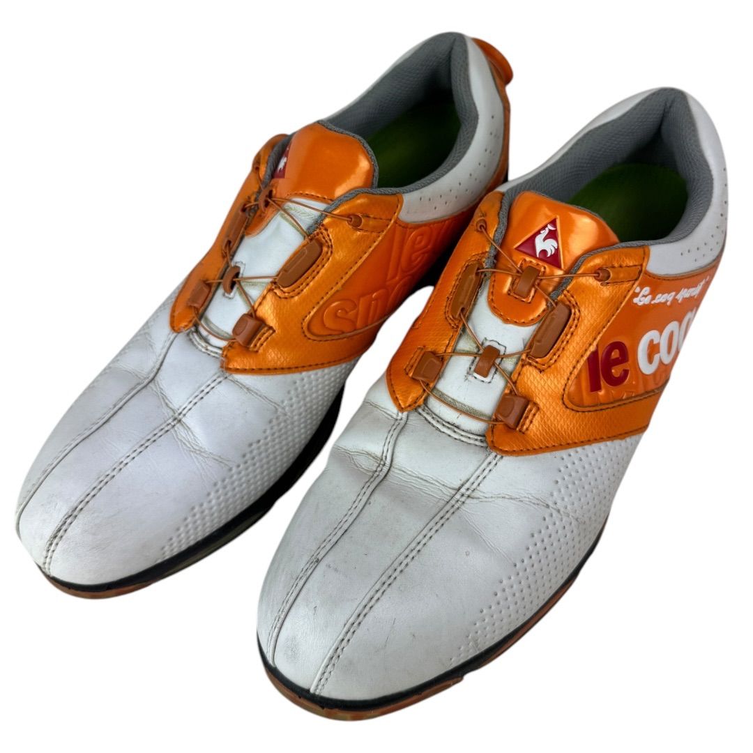 ルコックスポルティフ ゴルフシューズ 27cm メンズ 白×オレンジ