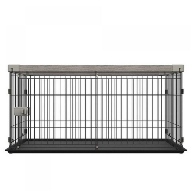 アイリスオーヤマ ウッディシステムサークル SWS-1200 アッシュグレー 小型犬 中型犬用 ペットケージ ゲージ犬 木目 スライド扉 簡単組立