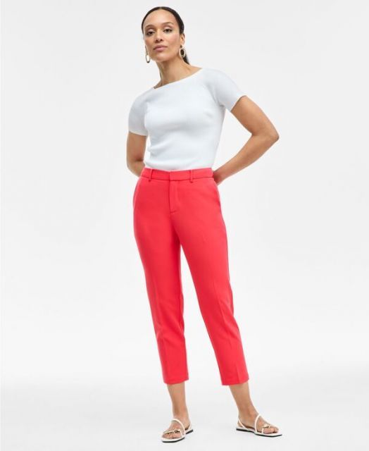 【送料無料】 アイ.エヌ.シー インターナショナル コンセプト レディース カジュアルパンツ ボトムス Women's Slim Cropped Trousers 0-16P Starfish P