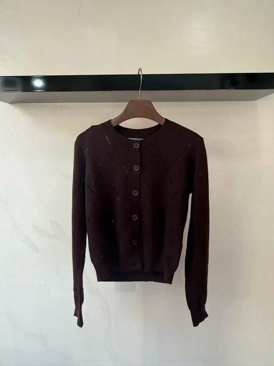 アーガイル ブラウン ニット カーディガン