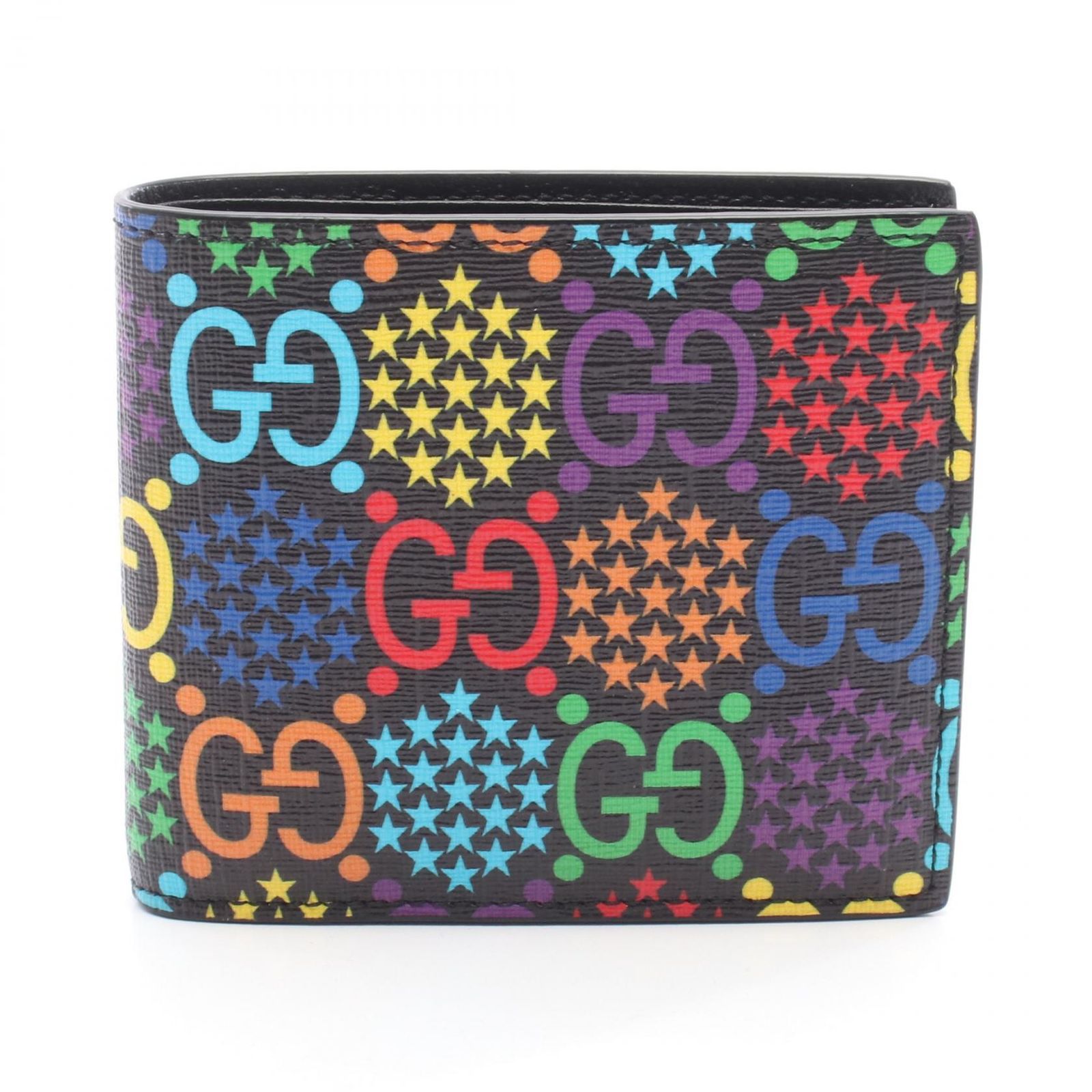 グッチ GUCCI 二つ折り財布 GGサイケデリック 601092 ブラック マルチ PVCコーティングキャンバス レザー GGサイケデリック 二つ折財布 メンズ Used A