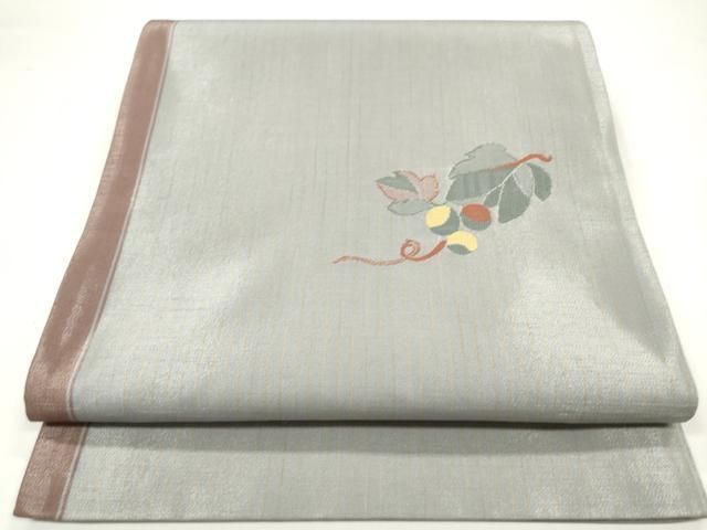 平和屋着物＊夏物 太鼓柄袋帯 枝葉文 銀糸 正絹 逸品 DAAW4158cm