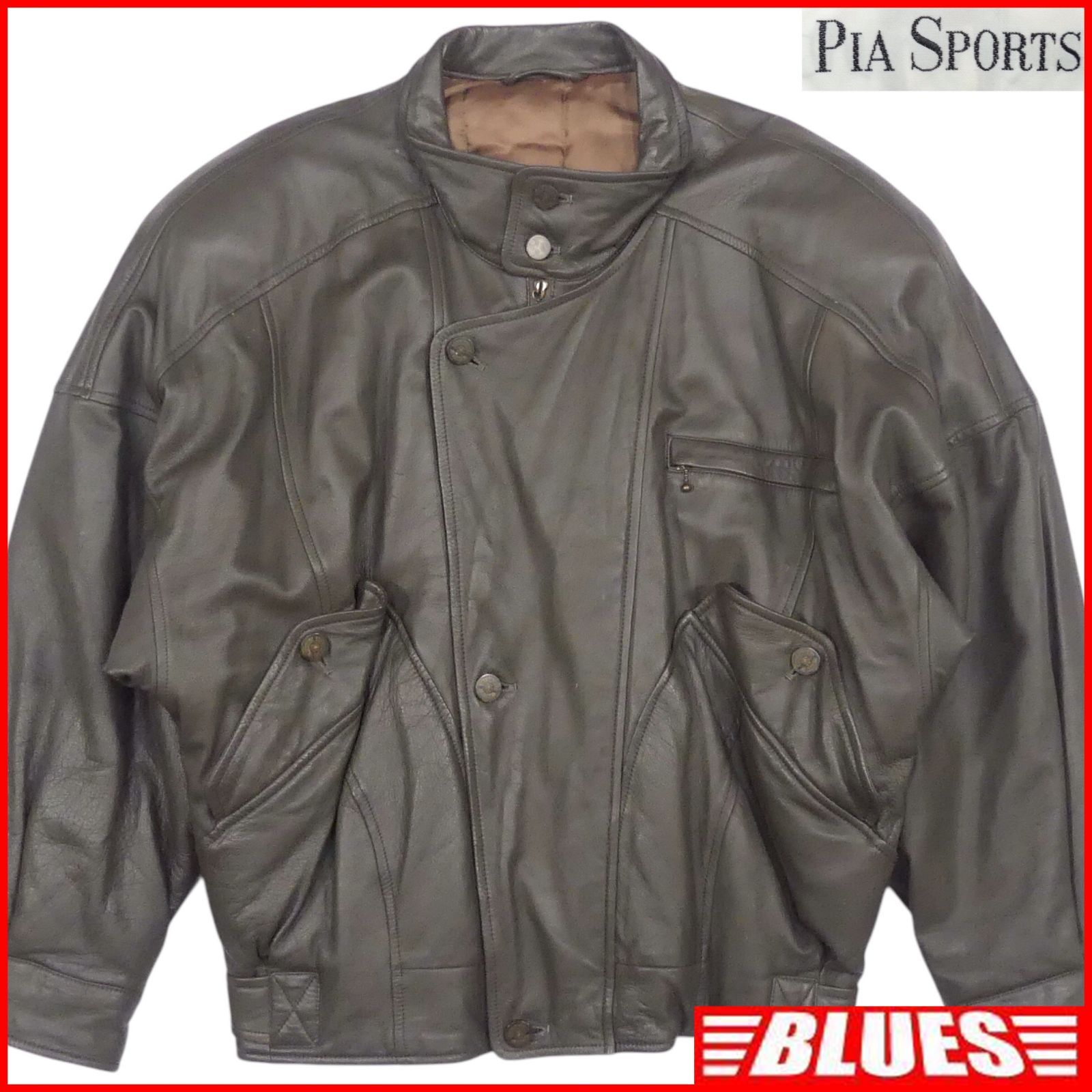 日本製 PIA SPORTS ピアスポーツ ジャケット XL レザー ブルゾン