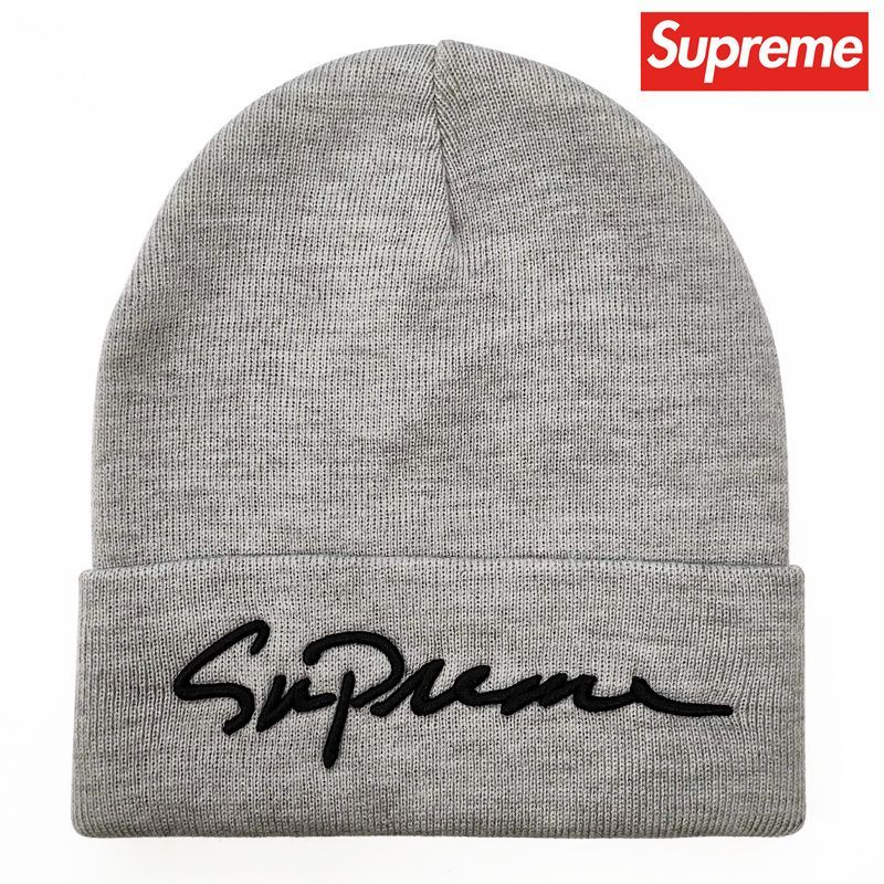 Supreme シュプリーム ビーニー クラシック スクリプト ニット帽 帽子 Classic Script Beanie グレー