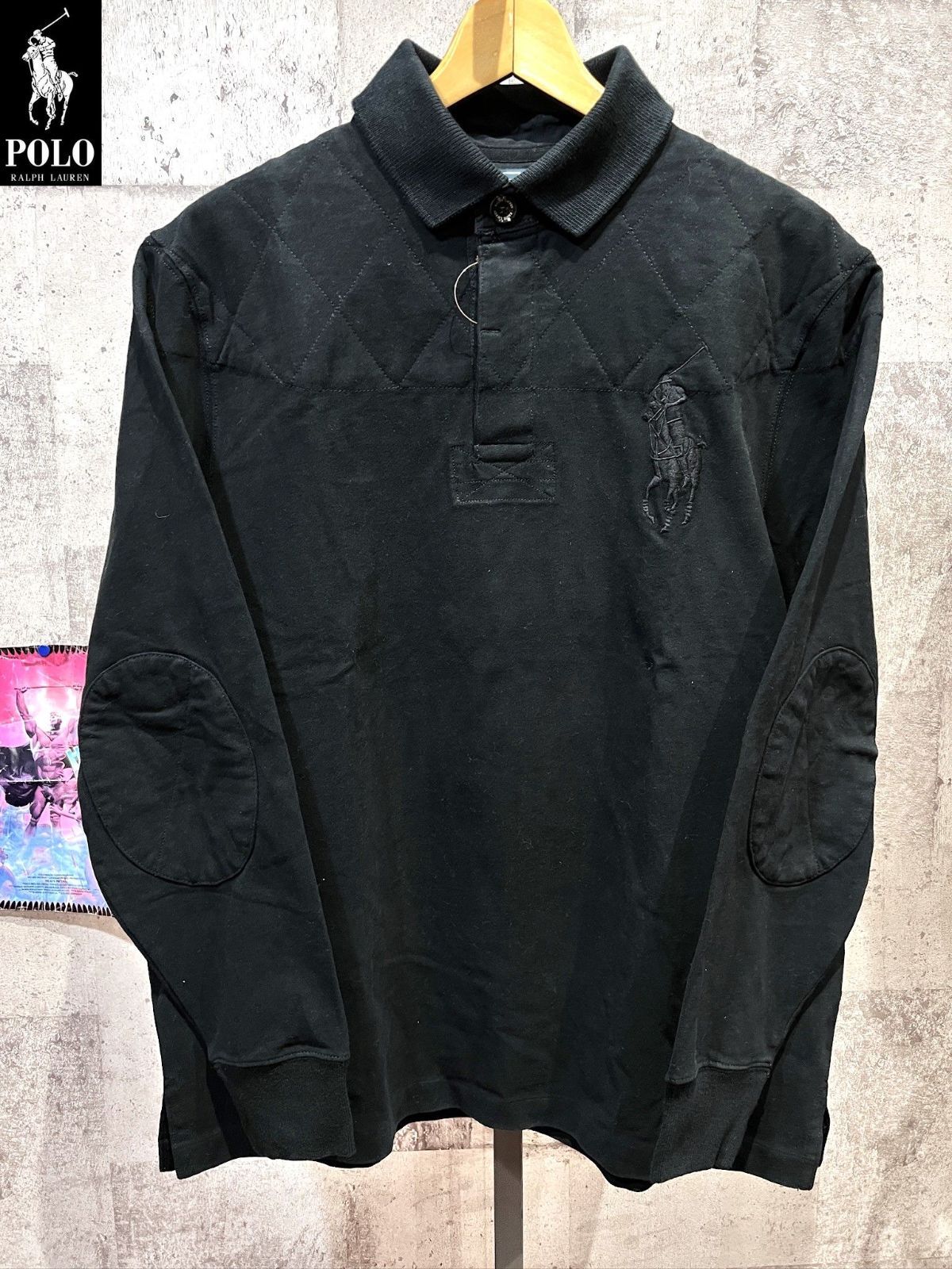 ポロラルフローレン 正規 ラガーシャツ 黒 XL ビッグポニー