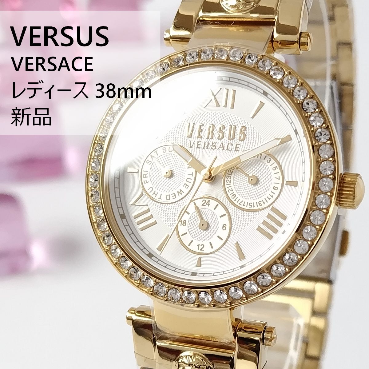 ゴールドバンド/ホワイト新品レディス腕時計VERSUS VERSACEヴェルサス 