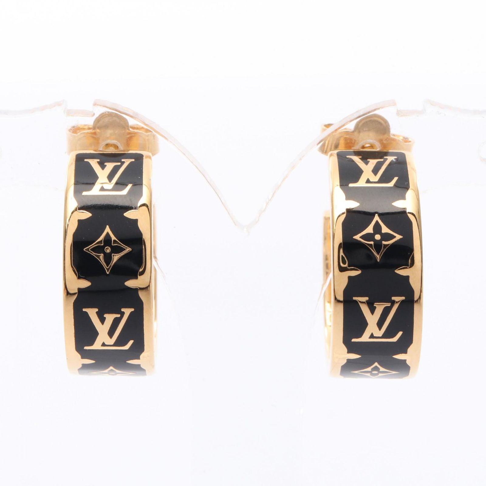 ルイ ヴィトン LOUIS VUITTON ピアス ピアス ナノ グラム エナメル M01833 GP ゴールドメッキ ピアス レディース Used A