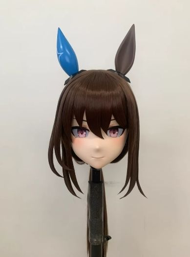 全頭マスク カツラ付き ロック付き NO.582 フルマスク ドール ヘッドロリータ人形 コスプレ 仮装 着ぐるみ kigurumi