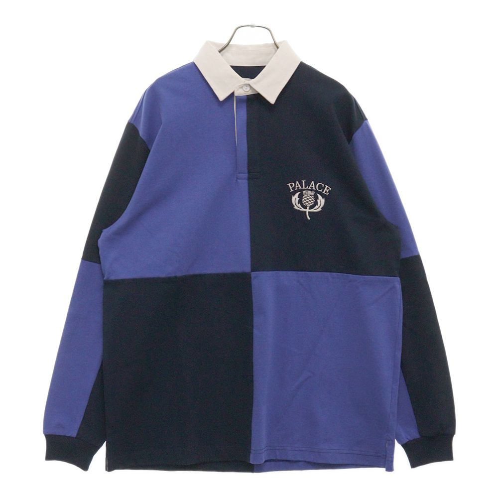Palace Skateboards パレススケートボーズ THISTLE RUGBY シスルロゴエンブロイダリー 長袖ラグビーシャツ ブルー|ネイビー 27ES008