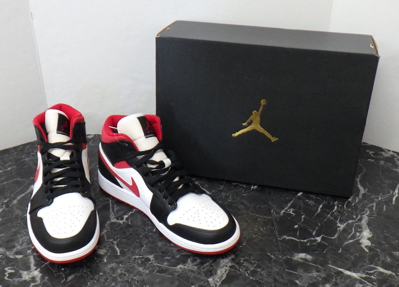 77.Nike Air Jordan 1 Mid White/Gym Red Black 27.5cm スニーカー
