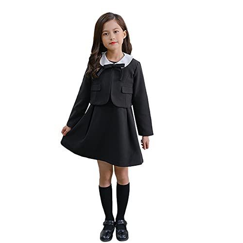 ブラック_120 [ｚｚ．ｌｕｘｉ] 女の子スーツ フォーマルセット 子供スーツ ガールズ ワ ジャケット ワンピース リボン 発表会 卒業式 ピアノ キッズフォーマル フォーマル 女児スーツ