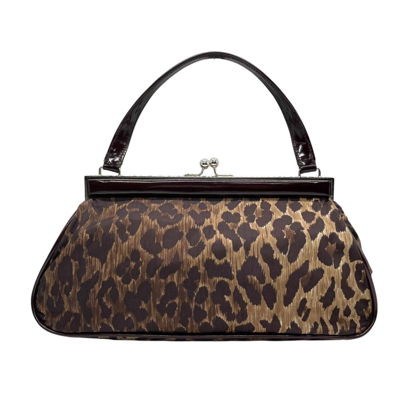 DOLCE&GABBANA レース黒ハンドバッグ レオパード柄内装 ドルガバ美品 美品 DOLCE&GABBANA ドルチェ＆ガッパーナ ハンドバッグ