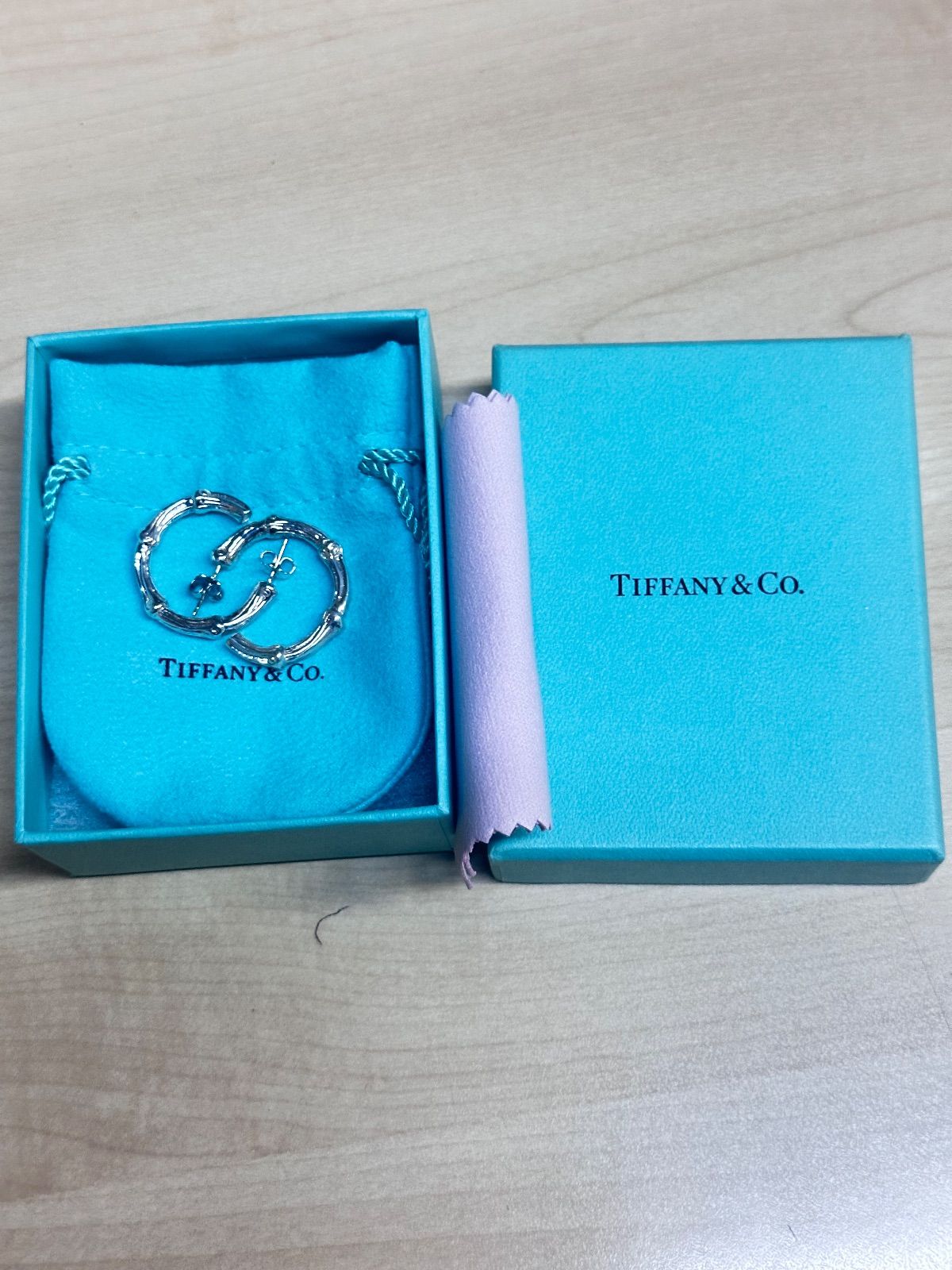 美品 TIFFANY＆Co. ティファニー バンブー フープ ピアス 両耳用