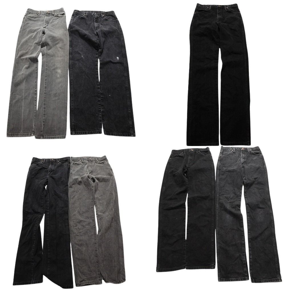 古着卸 Wrangler ラングラー ブラックデニム パンツ 7枚セット メンズ 31 |30 |29 アメカジ フェード 革パッチ 古着 NA5911