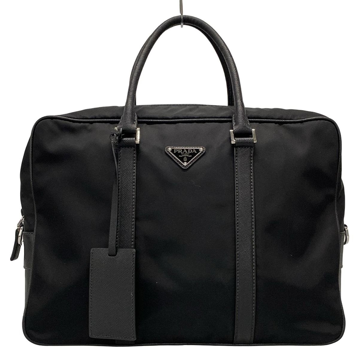 PRADA プラダ ビジネスバッグ トライアングルロゴ 黒 レザー
