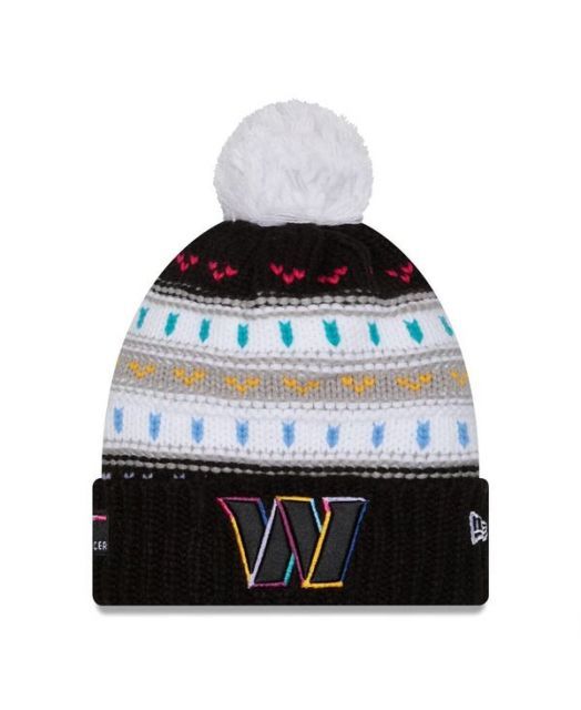 送料無料 ニューエラ レディース 帽子 アクセサリー Women s Black Washington Commanders 2025 NFL Crucial Catch Cuffed Knit with Pom Hat Black