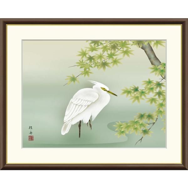 高精細デジタル額装版画 現代日本画 季節の名鳥 翡翠、鴛鴦、白鷺