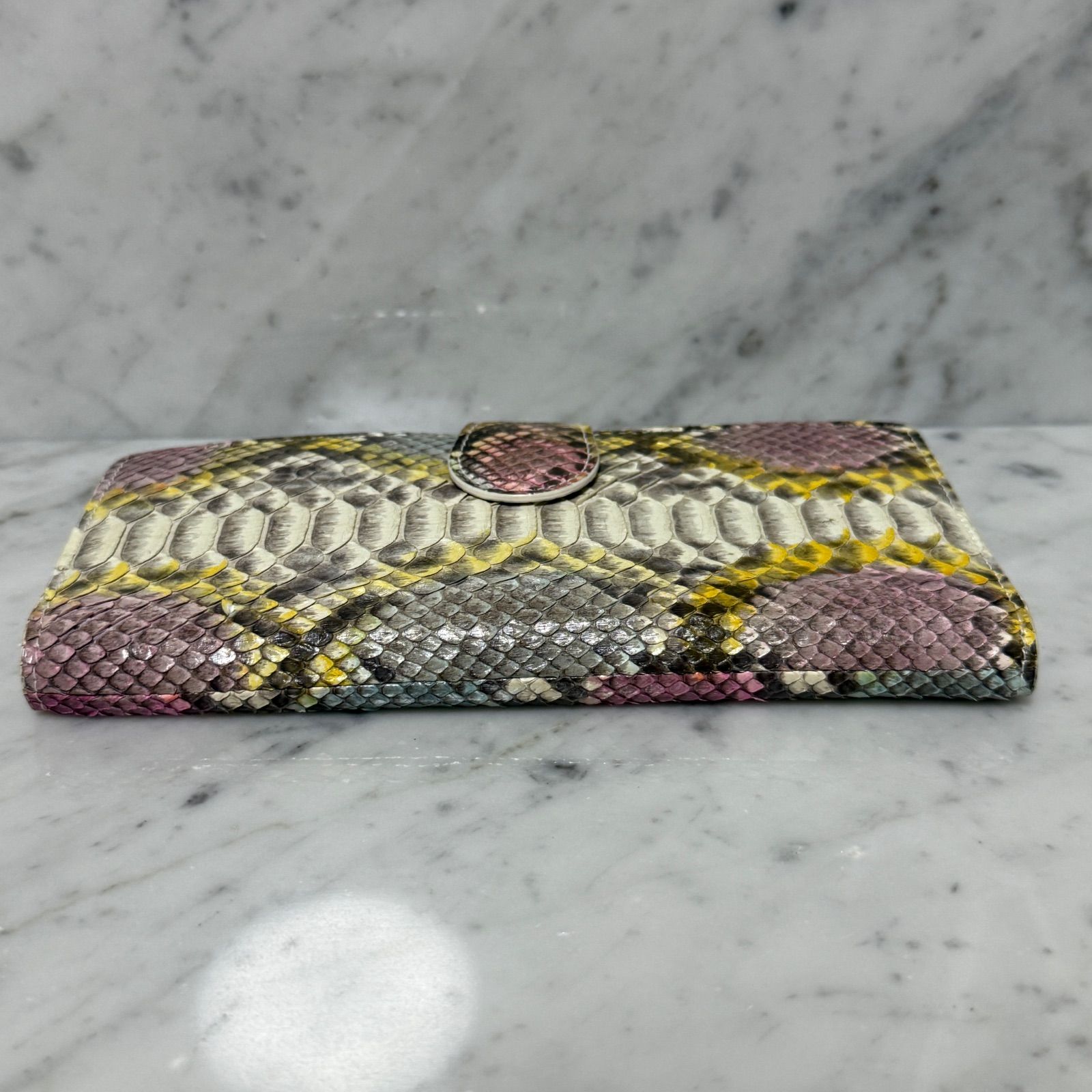 90s 新品 未使用 長財布 ダイヤモンドパイソン 蛇革 本革 レザー 