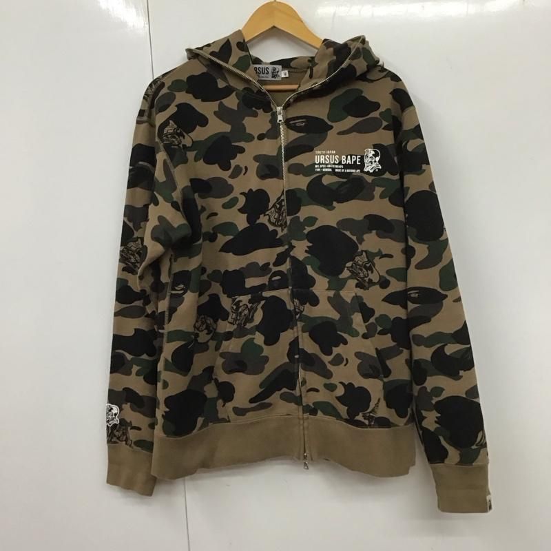 (美品)URSUS BAPE ブラック ジップアップパーカー S 美品)URSUS BAPE ブラック ジップアップパーカー S