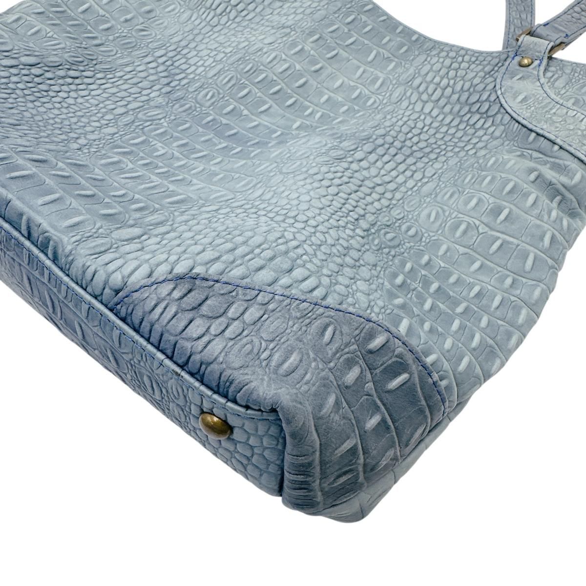 CK-1106 スカイブルー ハンドバッグ 牛革型押カイマン ハンドバッグ