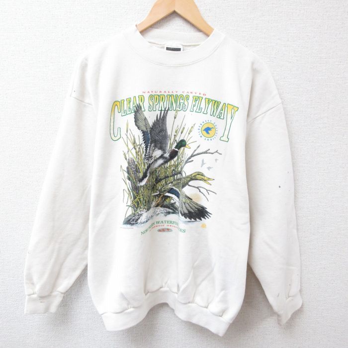 XL★古着 TULTEX 長袖 スウェット メンズ 90年代 90s クマ テディベア クルーネック 薄グレー 霜降り 24nov07 中古 スエット トレーナー トップス XL☆古着 TULTEX 長袖 スウェット メンズ 90年代 90s CARQUEST BOWL