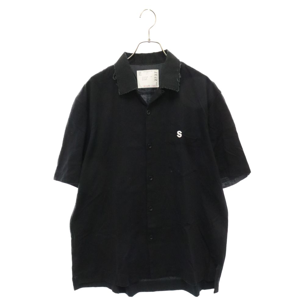 Sacai (サカイ) 22SS PIQUE SHIRT ピケ ロゴ刺繍半袖シャツ ブラック 