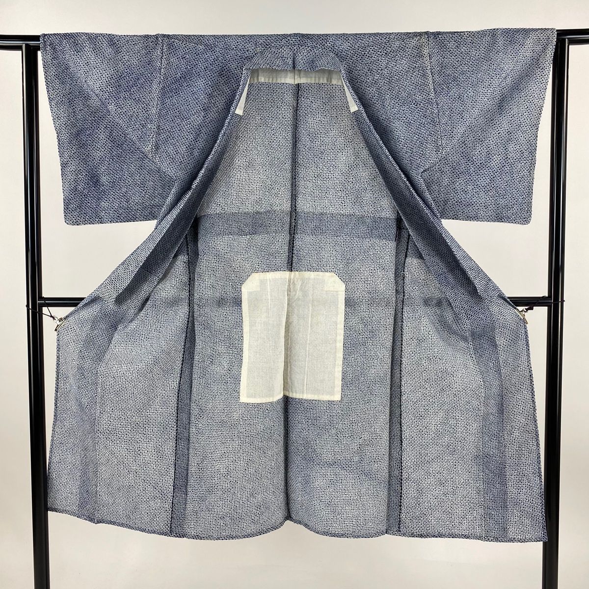 24時間以内発送】美品 小千谷ちぢみ 夏物 本麻 鉄御納戸色 身丈