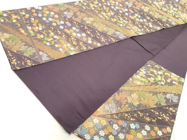 平和屋着物◎六通柄袋帯 鹿の子花松文 鹿 金糸 引箔 正絹 逸品