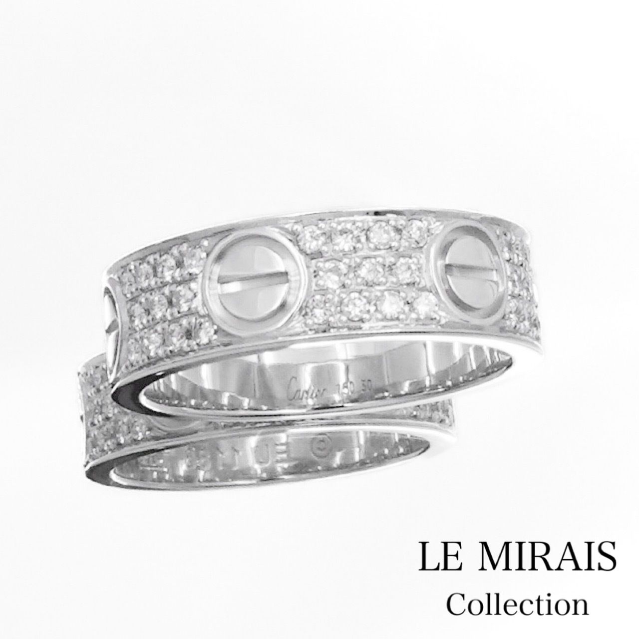 仕上済 カルティエ ラブリング 10号 WG ダイヤ 10 50 K18WG レディース リング 指輪 CARTIER