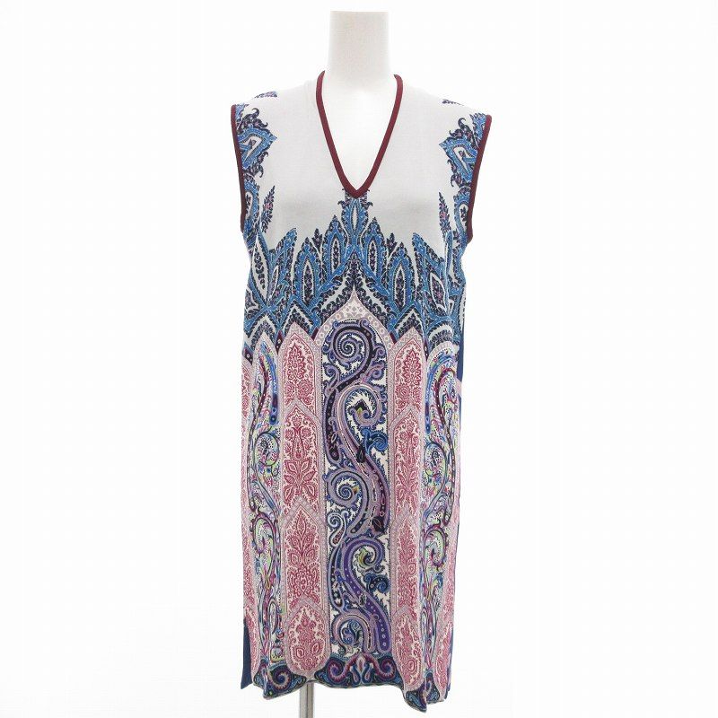 エトロ ETRO ひざ丈ワンピース ペイズリー柄 七分袖 38