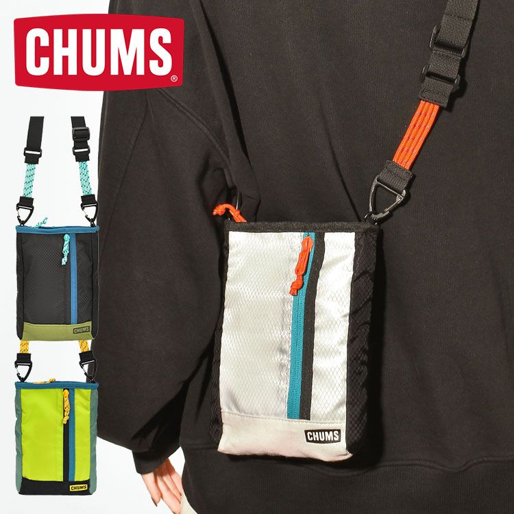 ショルダーバッグ CHUMS チャムス メンズ レディース アウトドア ブランド 斜めがけ 防水 丈夫 頑丈 2WAY 派手 サコッシュ シザーバッグ ミニバッグ ポーチ 小物入れ コンパクト 黒 グリーン グ