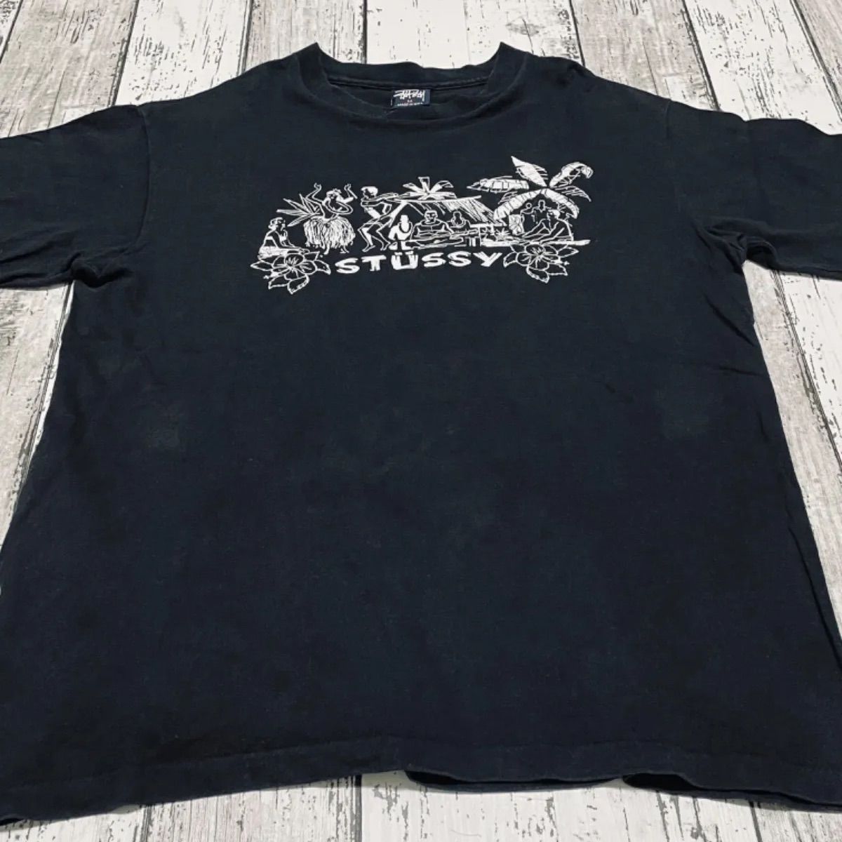 OLD STUSSY オールドステューシー STUSSY ステューシー 《希少》90's ハワイアン柄 U.S.A Tシャツ 黒 半袖 プリント M  夏服 ヴィンテージ 80's 90's - メルカリ