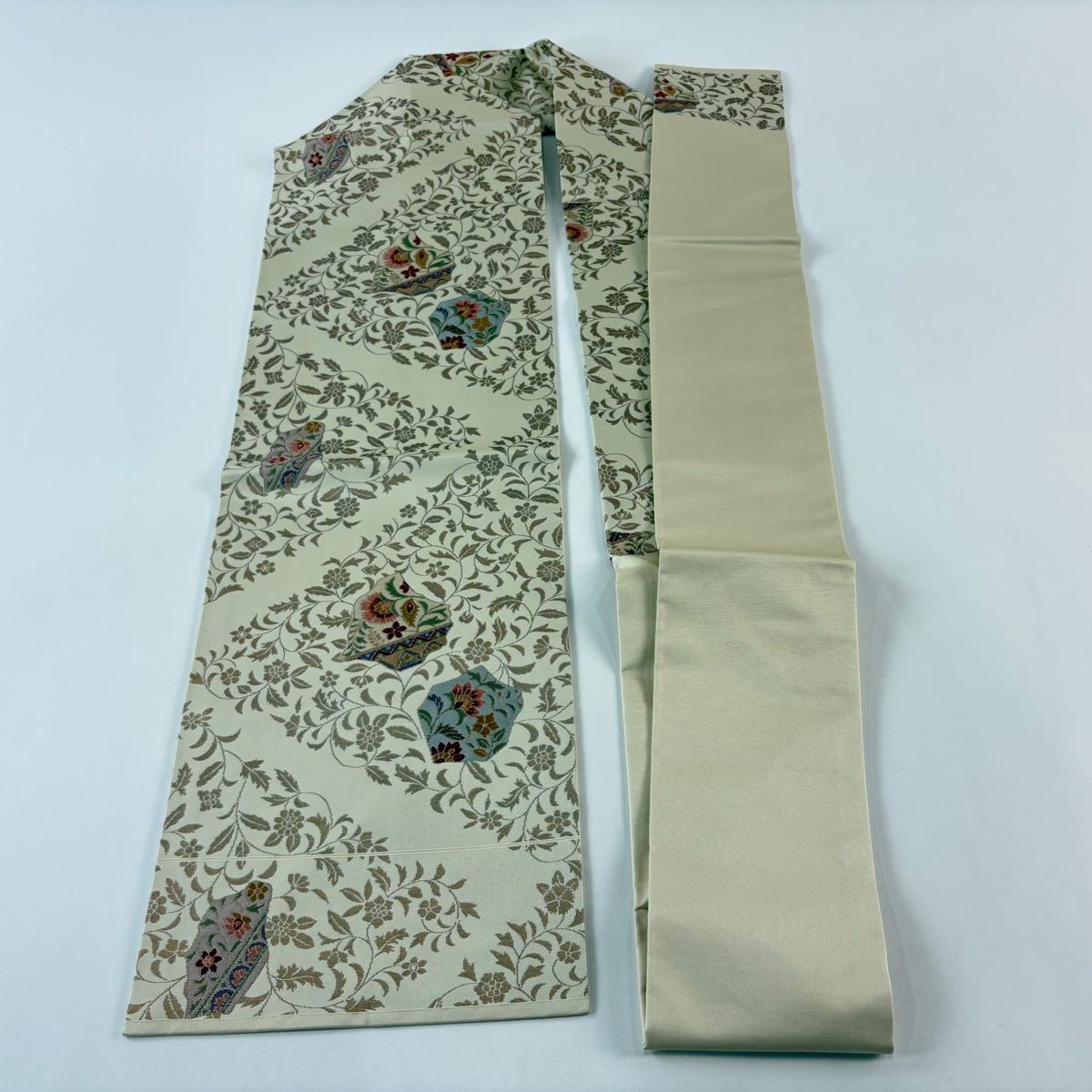 竹使用 夏帯 八寸名古屋帯 銀座もとじ扱い 松葉仕立て 銀糸 正絹 HN004 竹使用 夏帯 八寸名古屋帯 銀座もとじ扱い 松葉仕立て 銀糸 正絹 HN004