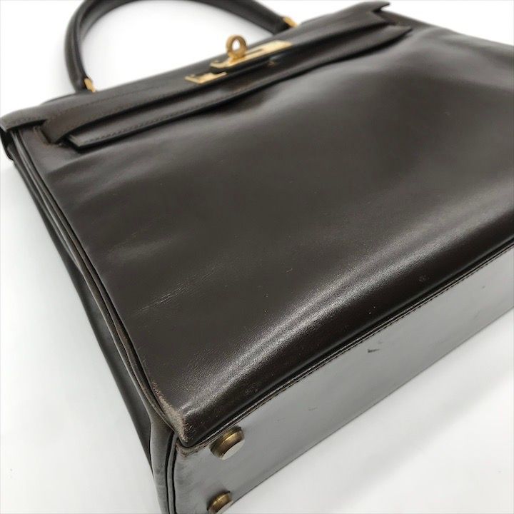 エルメス❣️ケリーバッグ用❣️ボックス！美品 エルメス HERMES ケリー28 外縫い 〇X刻印 ブラック/GD金具
