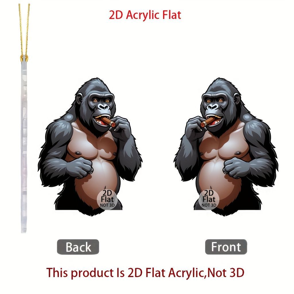 キーホルダー ゴリラ 葉巻 タバコ おもしろ アクリル 8cm 平面 2D