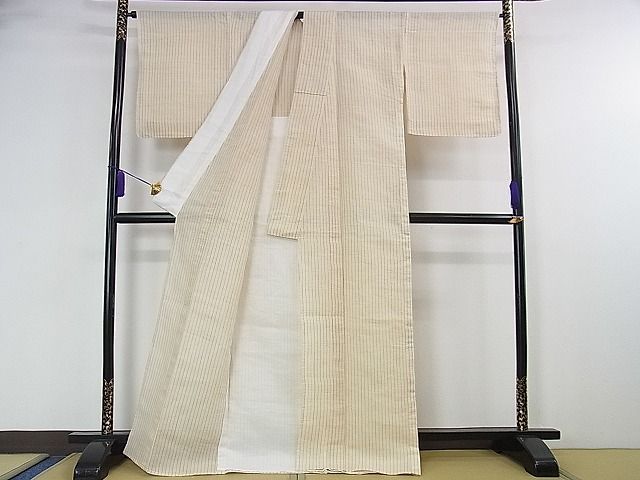 平和屋本店■希少　夏物　沖縄県無形文化財指定 本場八重山上布 麻　草木染　手織　間道　証紙付き　逸品　未使用　DZAA1463kh4 平和屋本店□希少 夏物 沖縄県無形文化財指定 本場八重山上布 麻