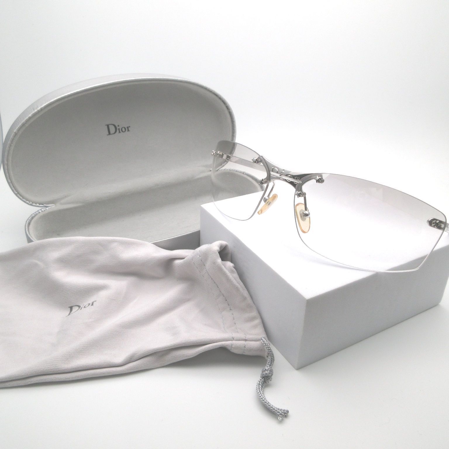 Dior シルバー リムレスサングラス クリスチャンディオール Dior サングラス シルバー リムレス 管理12920