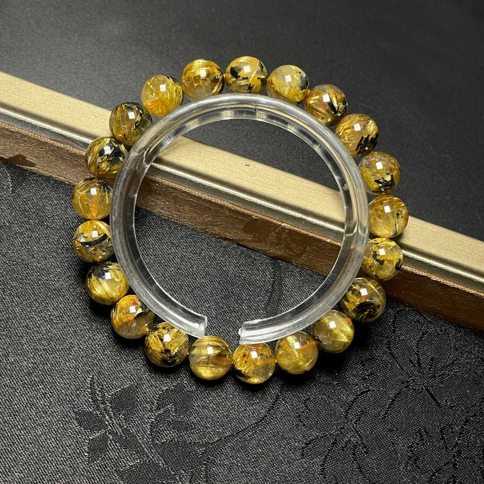 EU製 太陽花タイチンルチル 黄金針水晶 金運 開運 ゴールド ブレスレット パワーストーン プレゼント 8.7-9.2mm ZB9444