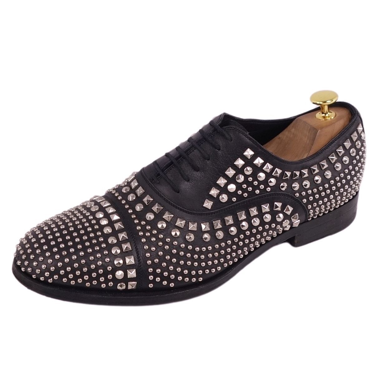 グッチ GUCCI レザーシューズ オックスフォードシューズ スタッズ カーフレザー 革靴 メンズ 8.5(27.5cm相当) ブラック