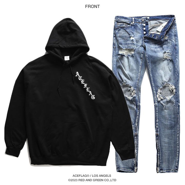 ACE FLAG 上下セット 長袖 ブランド 裏起毛 パーカー メンズ 黒 大きい